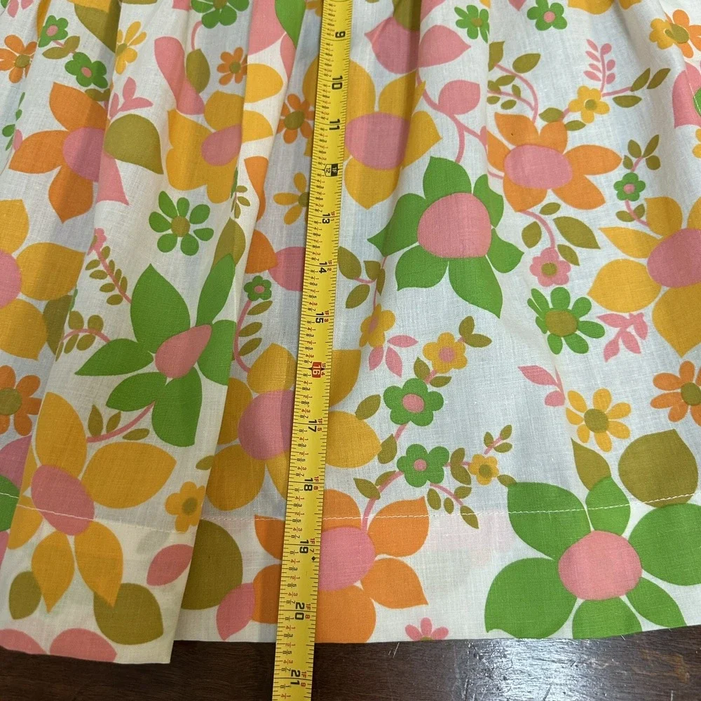 Vintage Half Apron Kitchen 70's Mod Retro Colors Floral Cotton